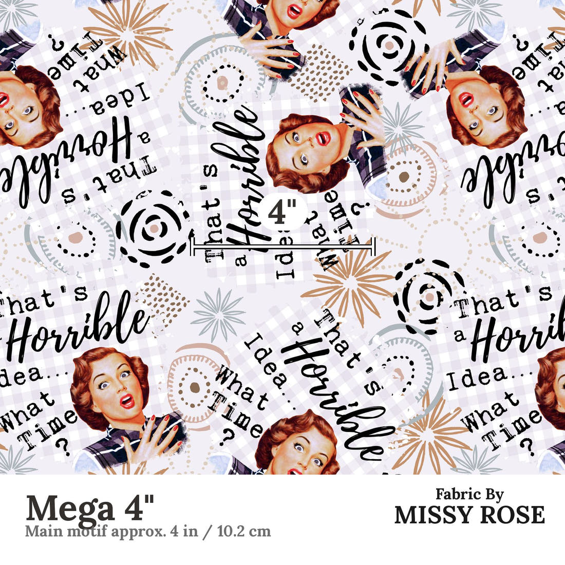 Profanity Fabric 254 Mega 4 inch print scale guide | Fabric by Missy Rose