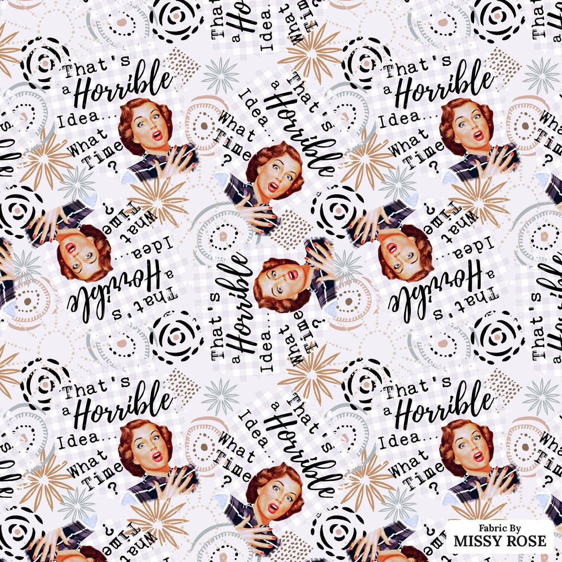 Profanity Fabric 254 - flat view of the print, zoom in for detail | Fabric by Missy Rose