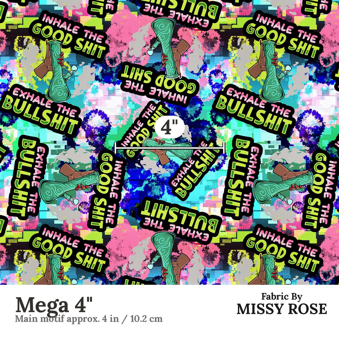 Profanity Fabric 256 Mega 4 inch print scale guide | Fabric by Missy Rose