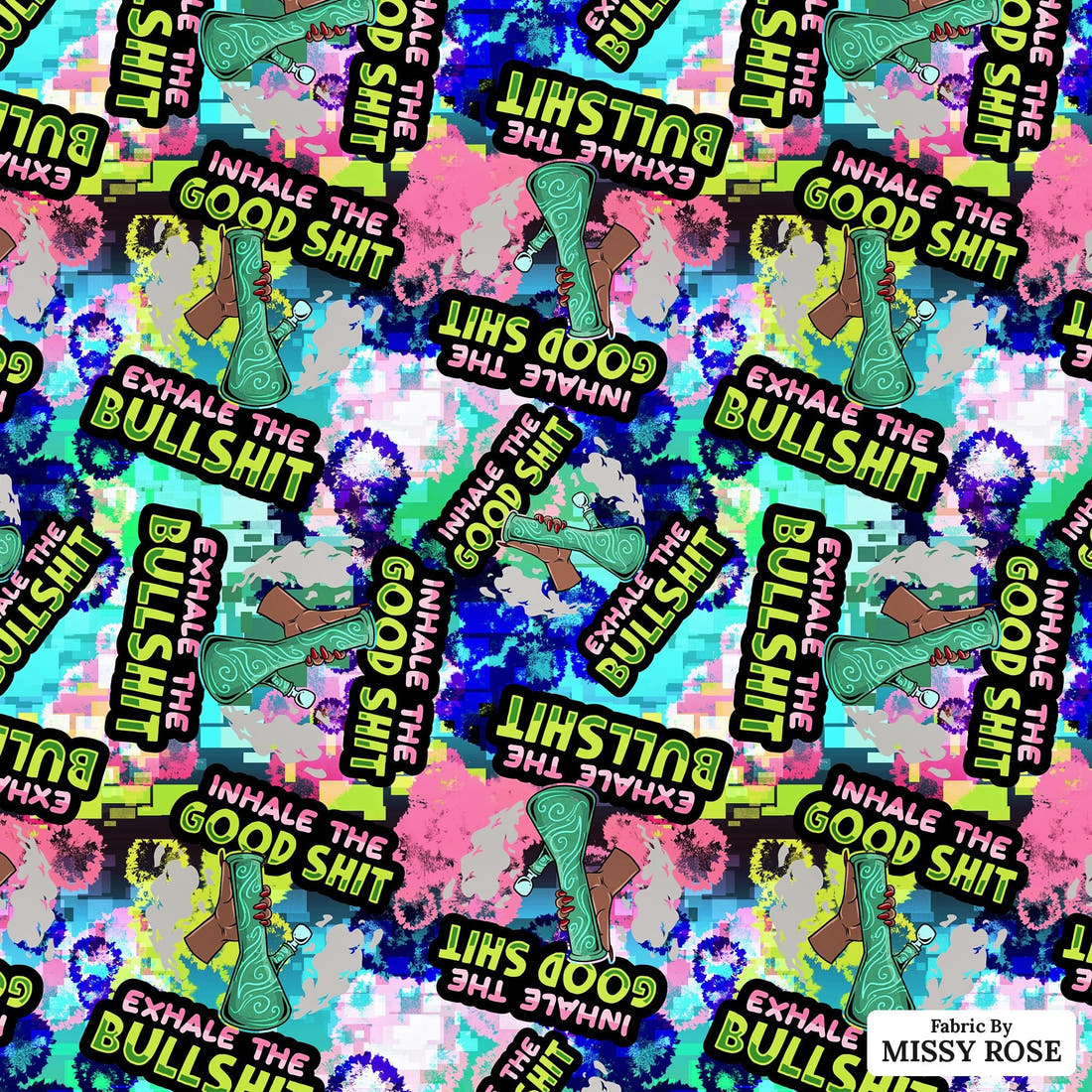 Profanity Fabric 256 - flat view of the print, zoom in for detail | Fabric by Missy Rose