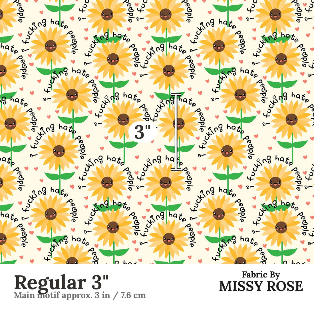 Profanity Fabric 258 Regular 3 inch print scale guide | Fabric by Missy Rose