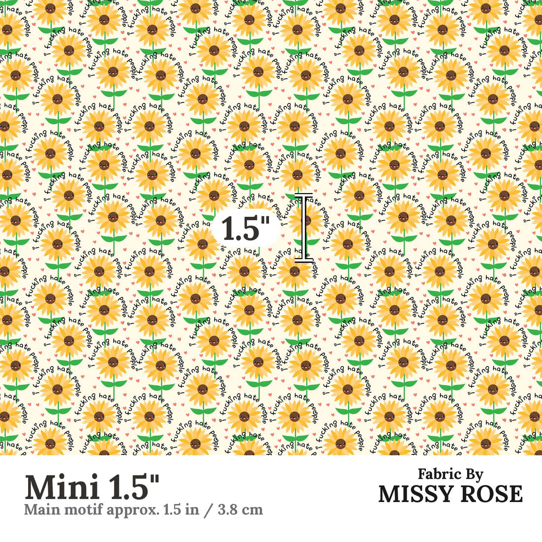 Profanity Fabric 258 Mini 1.5 inch print scale guide | Fabric by Missy Rose