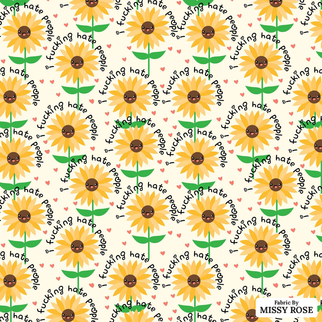 Profanity Fabric 258 - flat view of the print, zoom in for detail | Fabric by Missy Rose