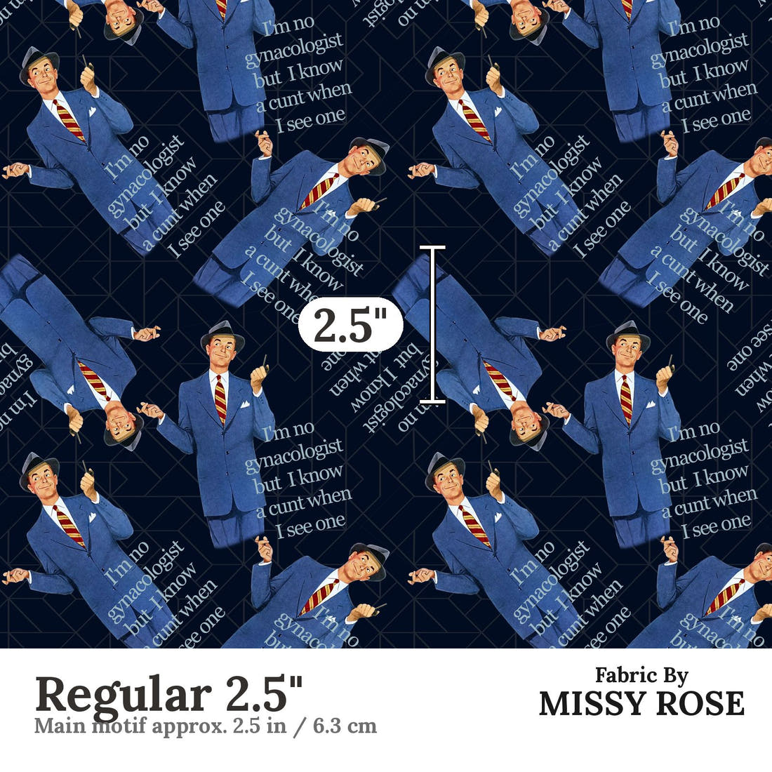 Profanity Fabric 259 Regular 2.5 inch print scale guide | Fabric by Missy Rose