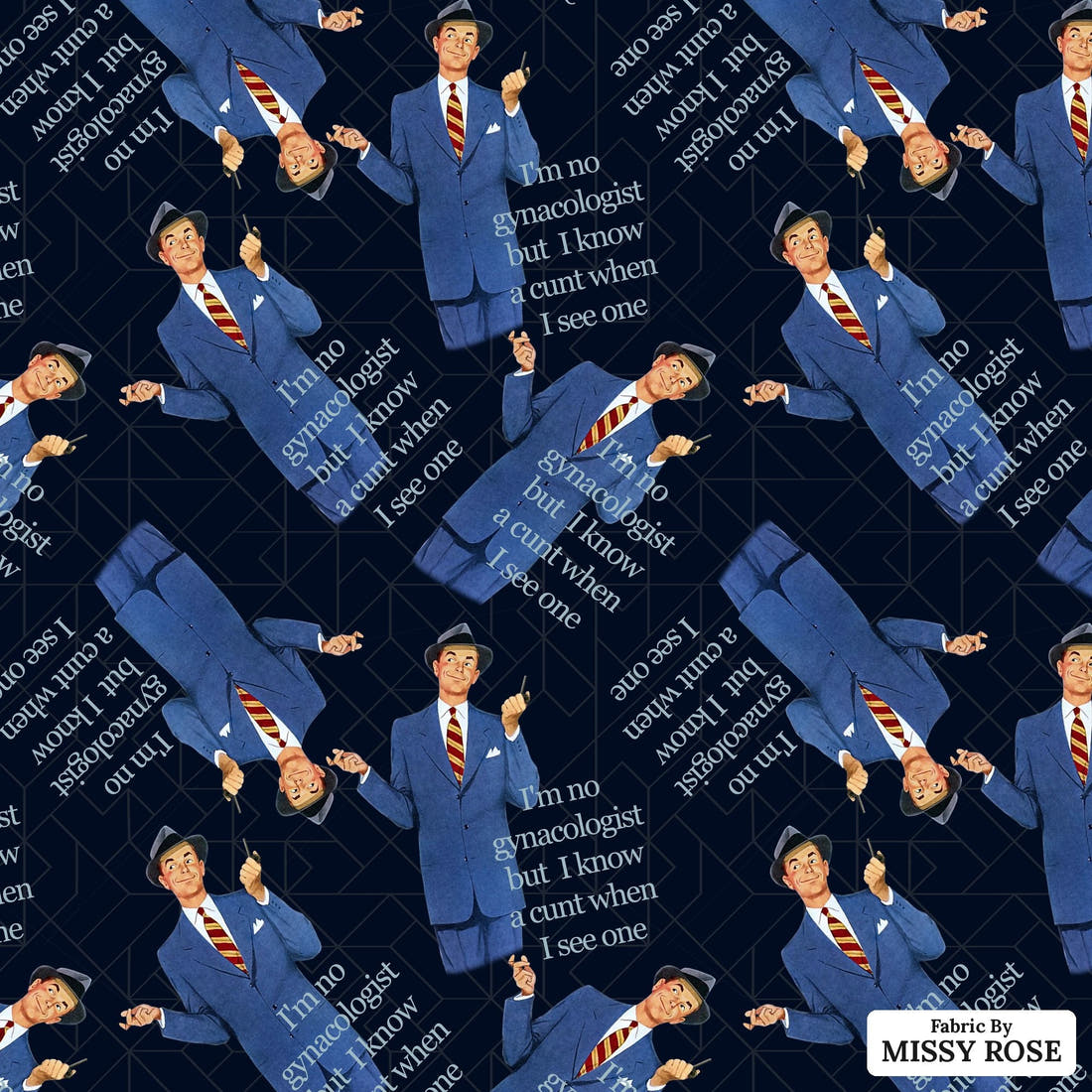 Profanity Fabric 259 - flat view of the print, zoom in for detail | Fabric by Missy Rose