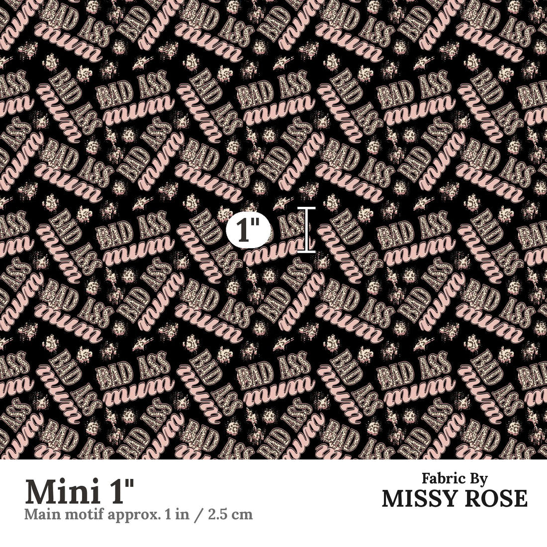Profanity Fabric 26 Mini 1 inch print scale guide | Fabric by Missy Rose