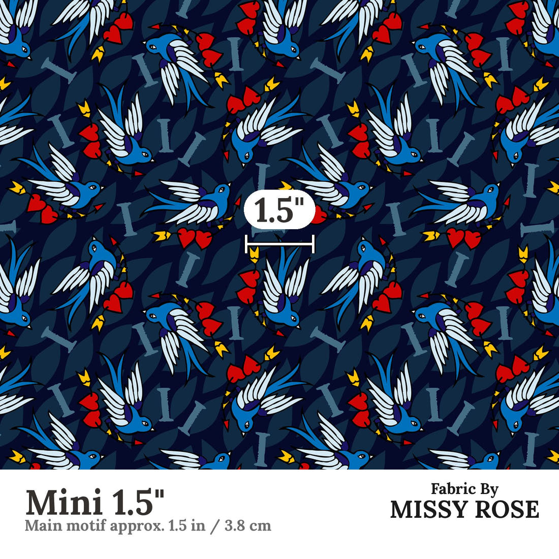 Profanity Fabric 261 Mini 1.5 inch print scale guide | Fabric by Missy Rose