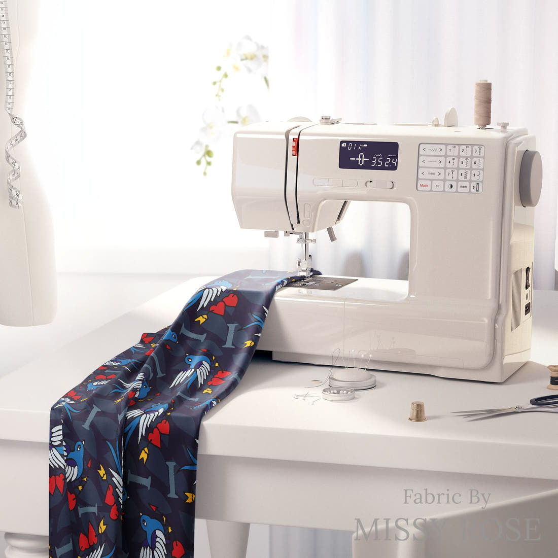 Profanity Fabric 261 on a sewing machine - premium fabric for sewing projects | Fabric by Missy Rose