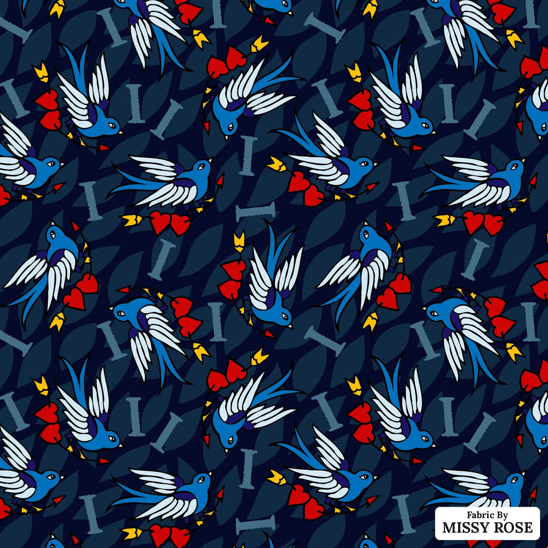 Profanity Fabric 261 - flat view of the print, zoom in for detail | Fabric by Missy Rose