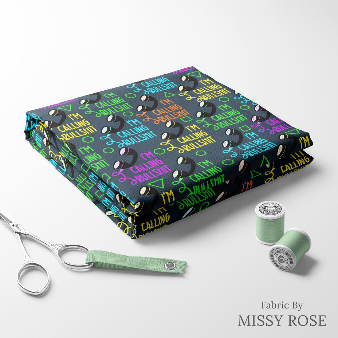 Profanity Fabric 262 folded fabric stack with matching thread - pre-order fabric Australia | Fabric by Missy Rose