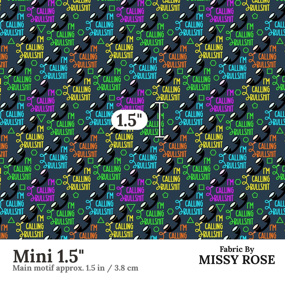 Profanity Fabric 262 Mini 1.5 inch print scale guide | Fabric by Missy Rose