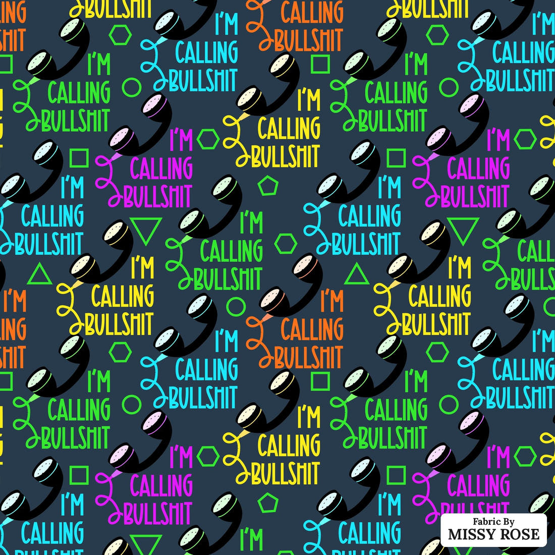 Profanity Fabric 262 - flat view of the print, zoom in for detail | Fabric by Missy Rose