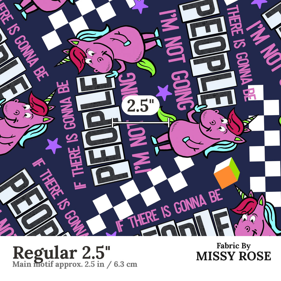 Profanity Fabric 263 Regular 2.5 inch print scale guide | Fabric by Missy Rose