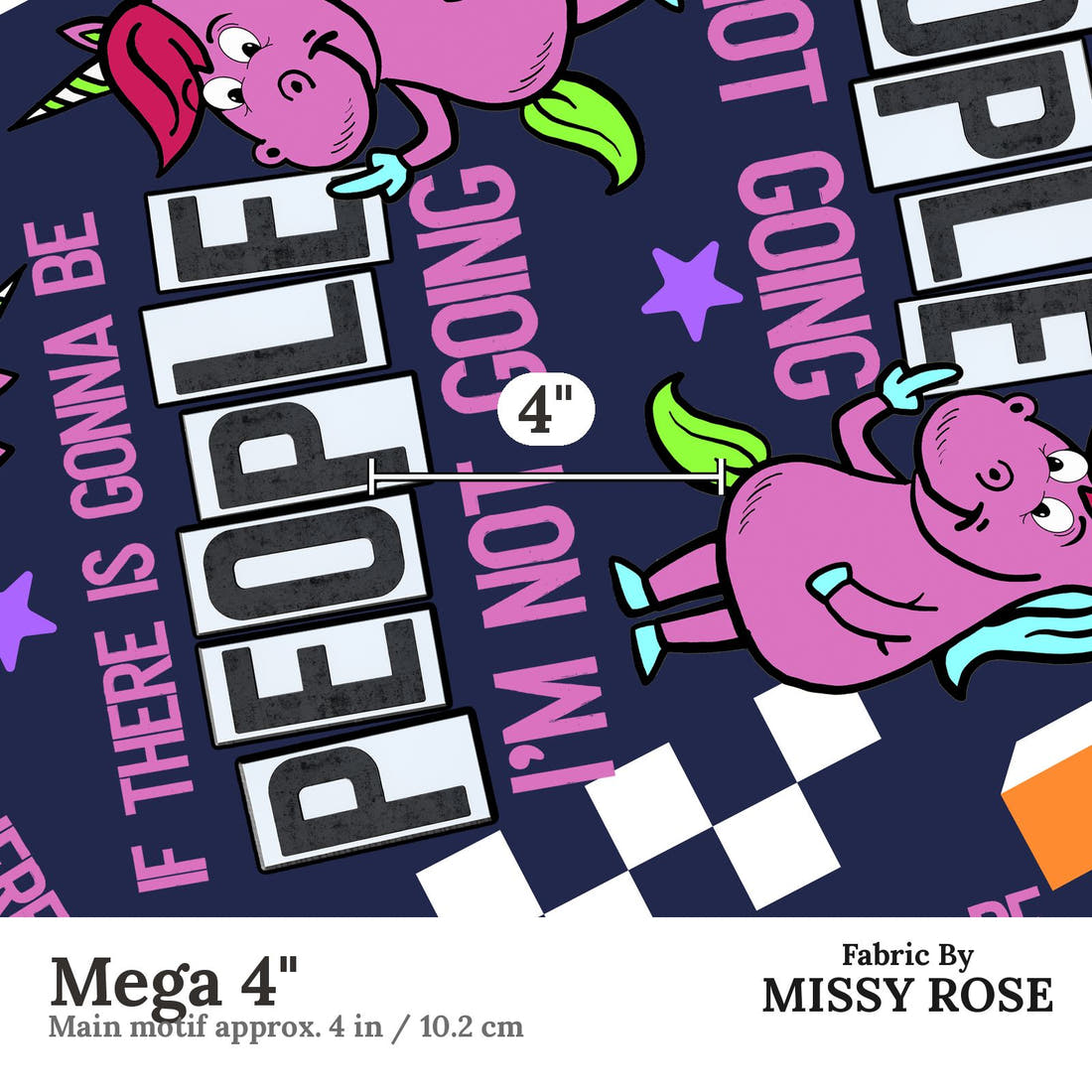 Profanity Fabric 263 Mega 4 inch print scale guide | Fabric by Missy Rose