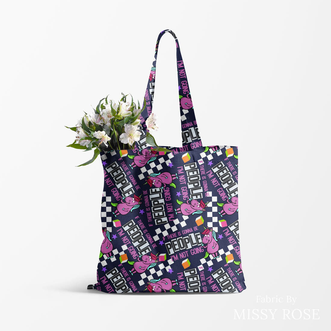 Profanity Fabric 263 made up as a tote bag - see how the print looks made up | Fabric by Missy Rose