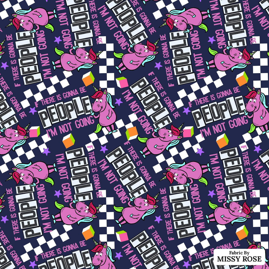 Profanity Fabric 263 - flat view of the print, zoom in for detail | Fabric by Missy Rose