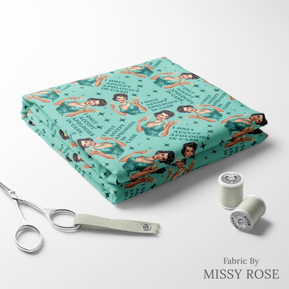 Profanity Fabric 264 folded fabric stack with matching thread - pre-order fabric Australia | Fabric by Missy Rose