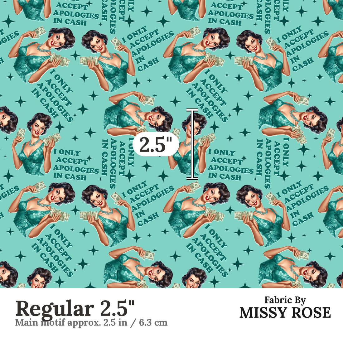 Profanity Fabric 264 Regular 2.5 inch print scale guide | Fabric by Missy Rose