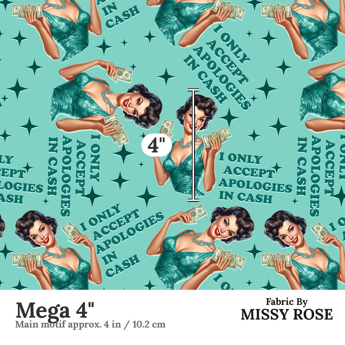 Profanity Fabric 264 Mega 4 inch print scale guide | Fabric by Missy Rose