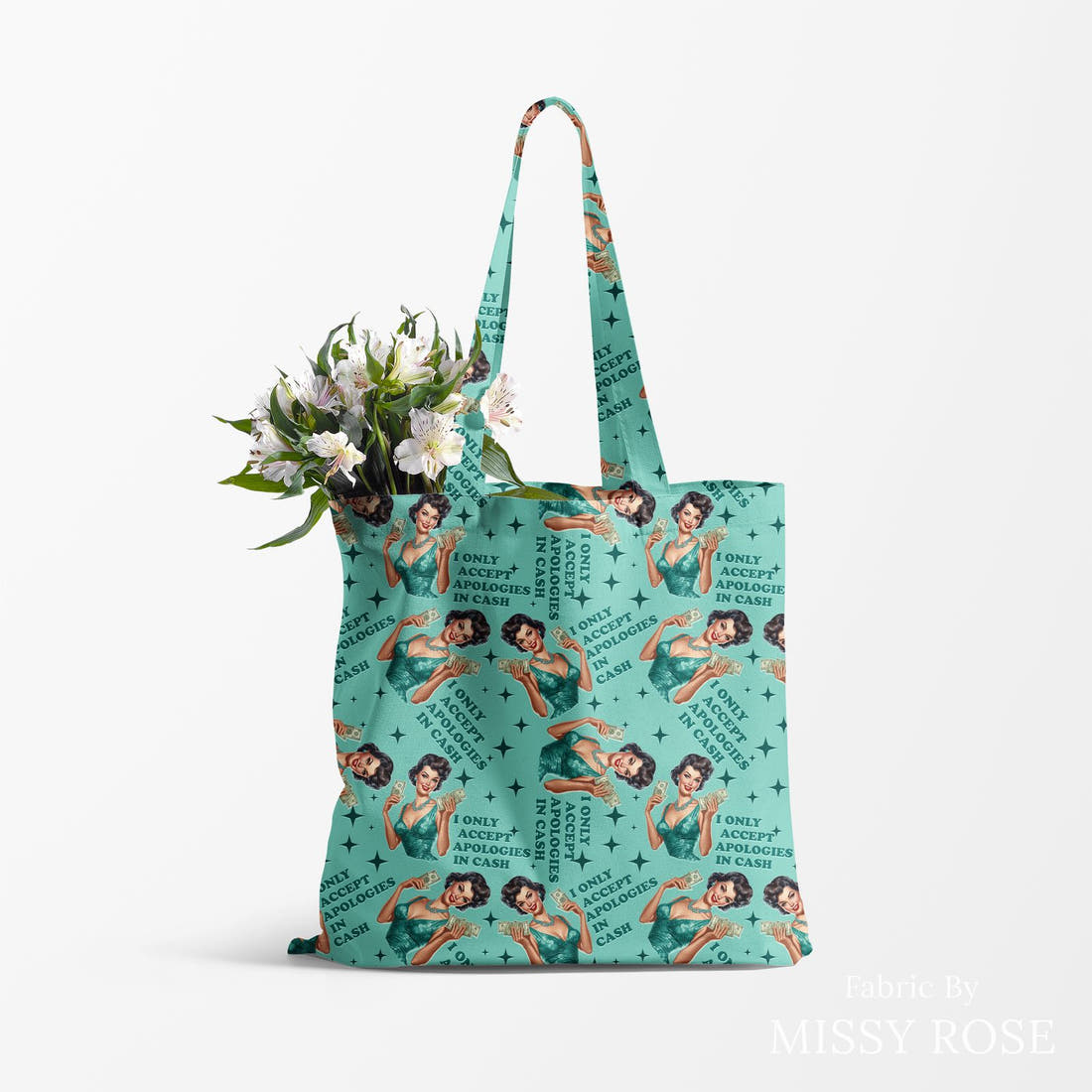 Profanity Fabric 264 made up as a tote bag - see how the print looks made up | Fabric by Missy Rose