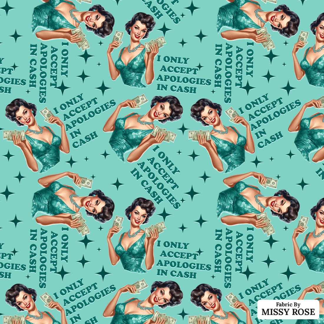 Profanity Fabric 264 - flat view of the print, zoom in for detail | Fabric by Missy Rose