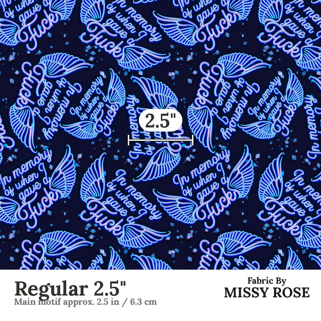 Profanity Fabric 265 Regular 2.5 inch print scale guide | Fabric by Missy Rose