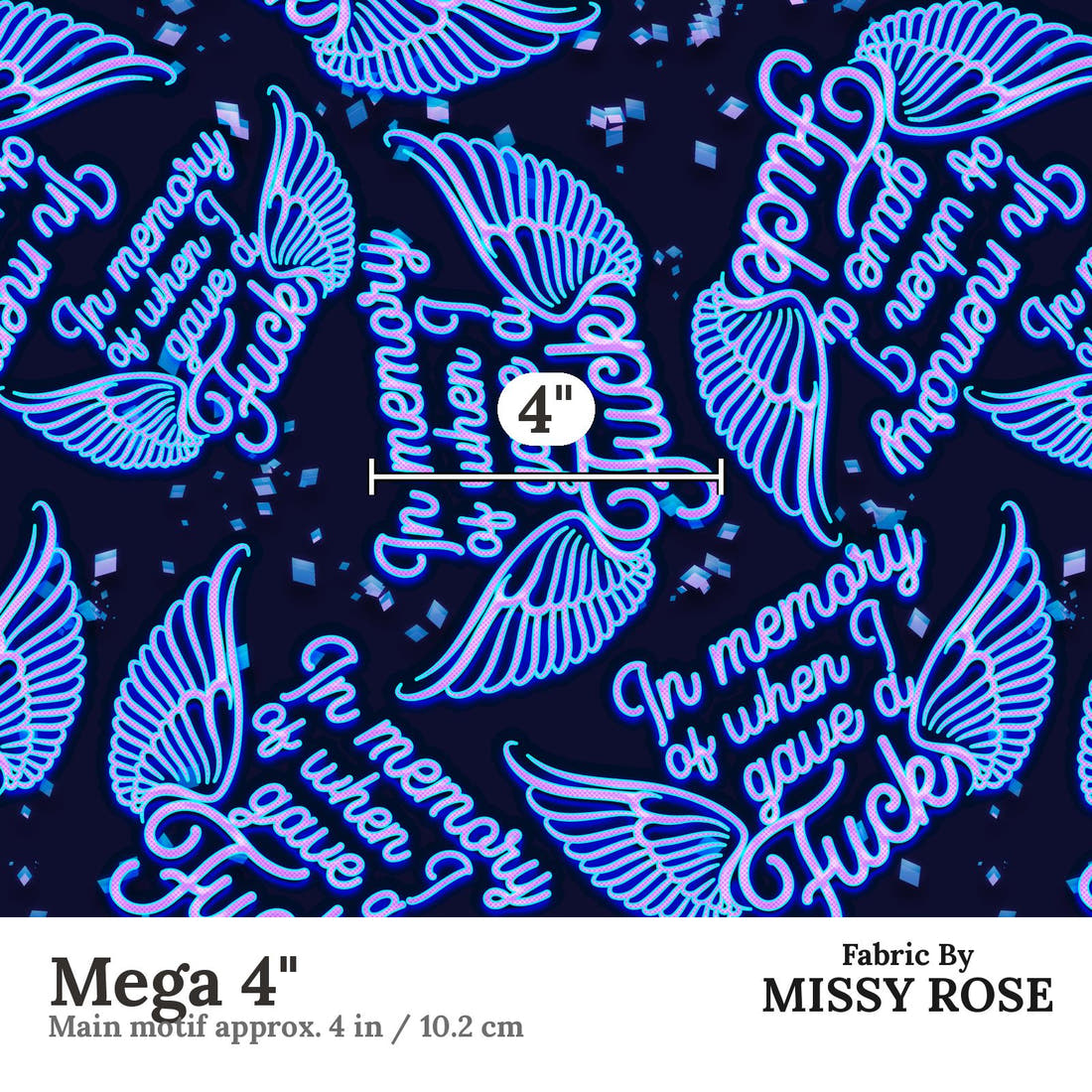Profanity Fabric 265 Mega 4 inch print scale guide | Fabric by Missy Rose