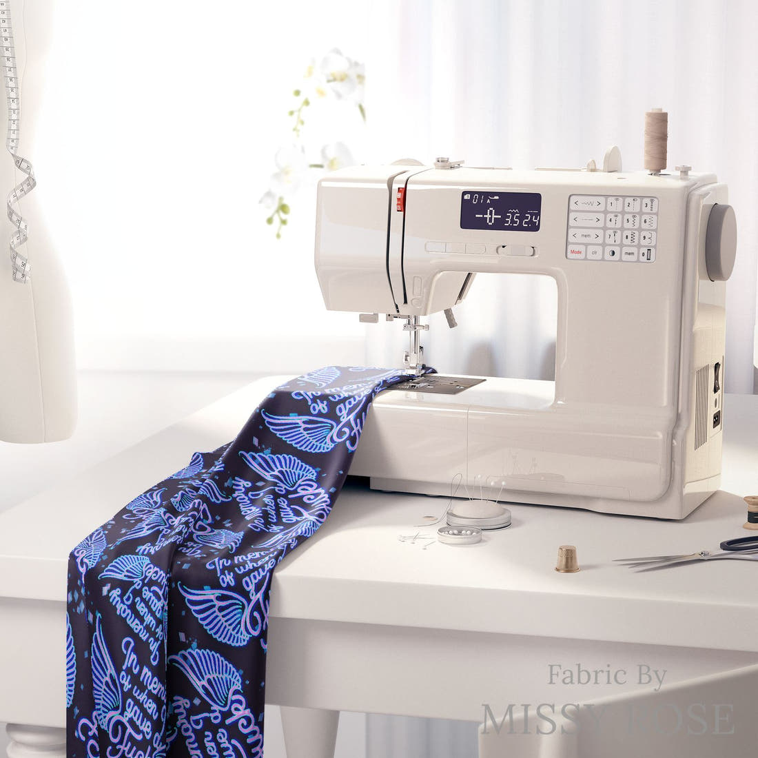 Profanity Fabric 265 on a sewing machine - premium fabric for sewing projects | Fabric by Missy Rose
