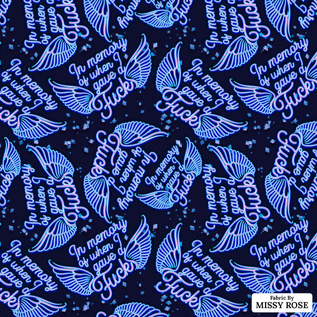 Profanity Fabric 265 - flat view of the print, zoom in for detail | Fabric by Missy Rose