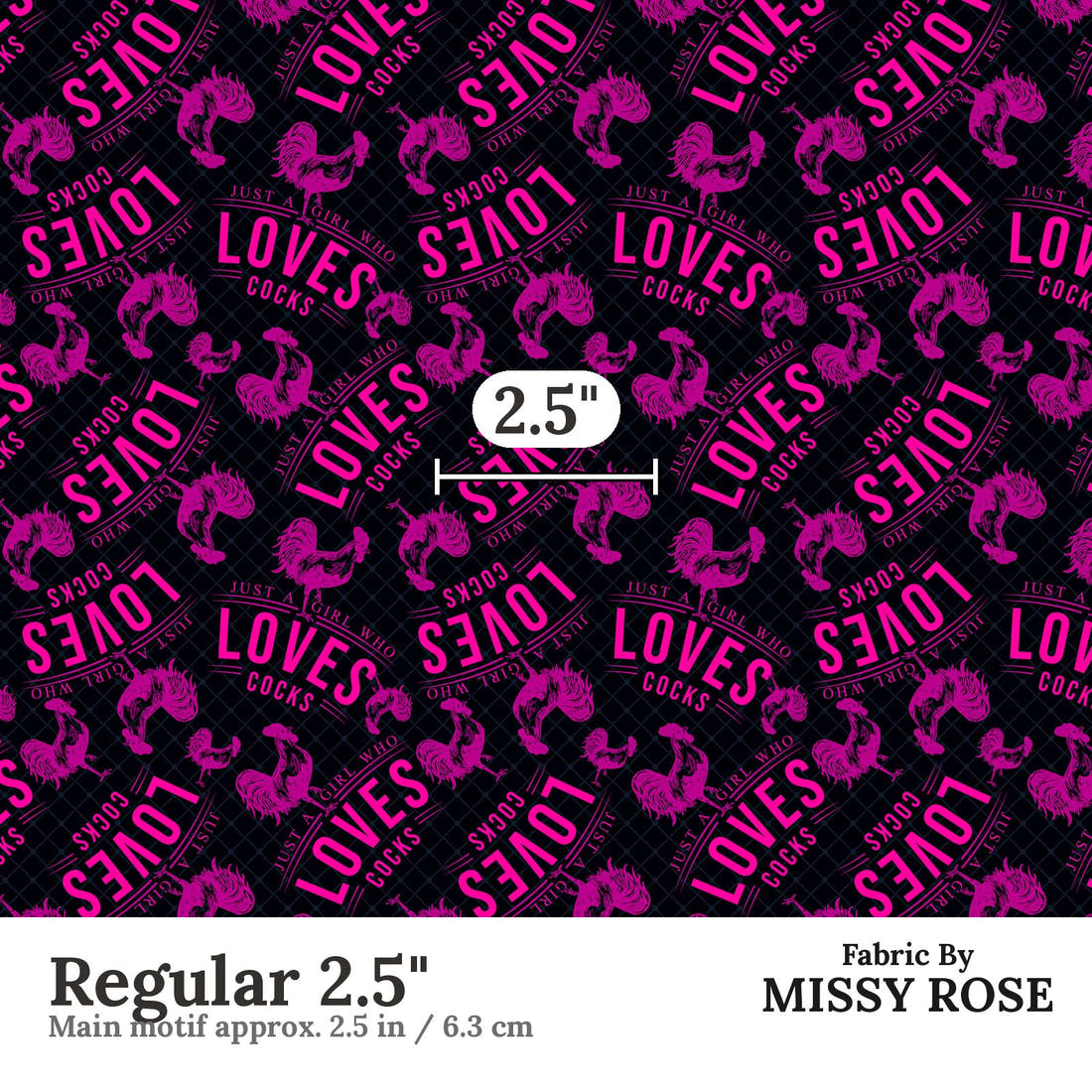 Profanity Fabric 268 Regular 2.5 inch print scale guide | Fabric by Missy Rose