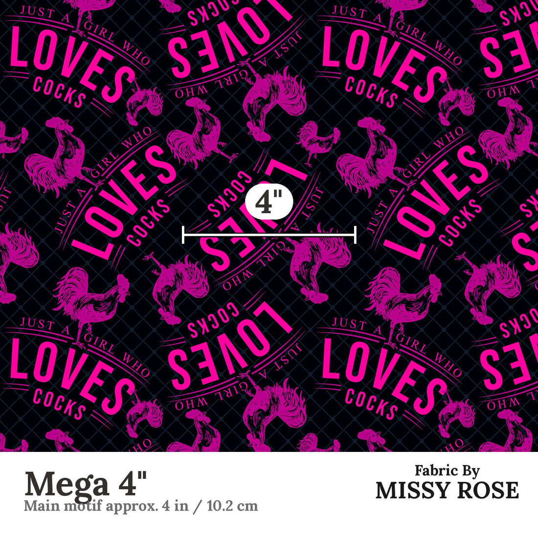 Profanity Fabric 268 Mega 4 inch print scale guide | Fabric by Missy Rose