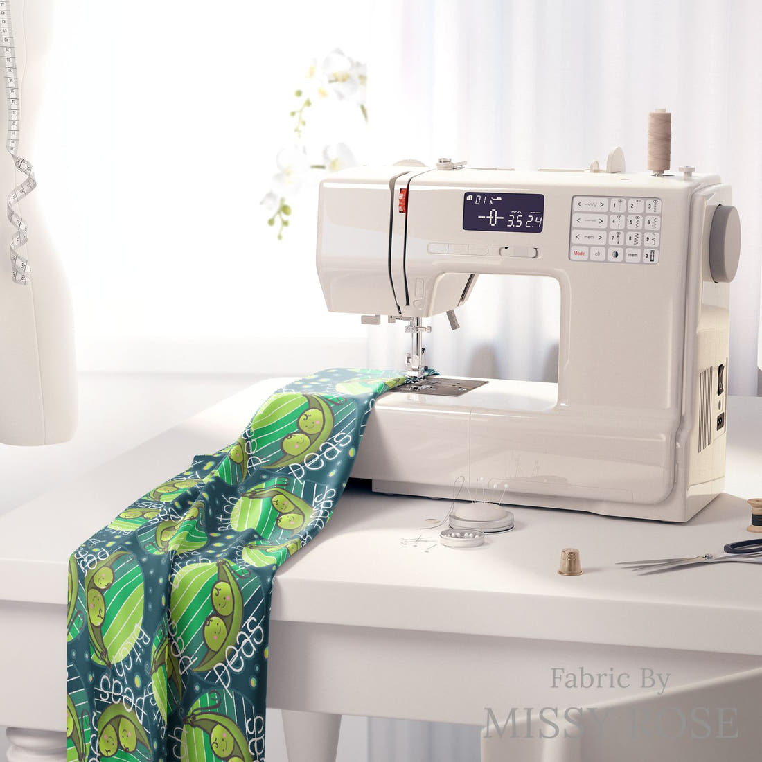 Profanity Fabric 27 on a sewing machine - premium fabric for sewing projects | Fabric by Missy Rose