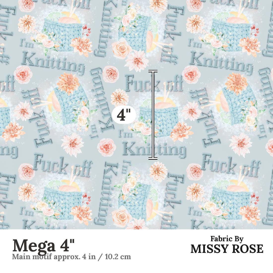 Profanity Fabric 271 Mega 4 inch print scale guide | Fabric by Missy Rose