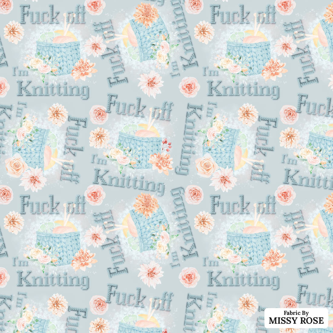 Profanity Fabric 271 - flat view of the print, zoom in for detail | Fabric by Missy Rose