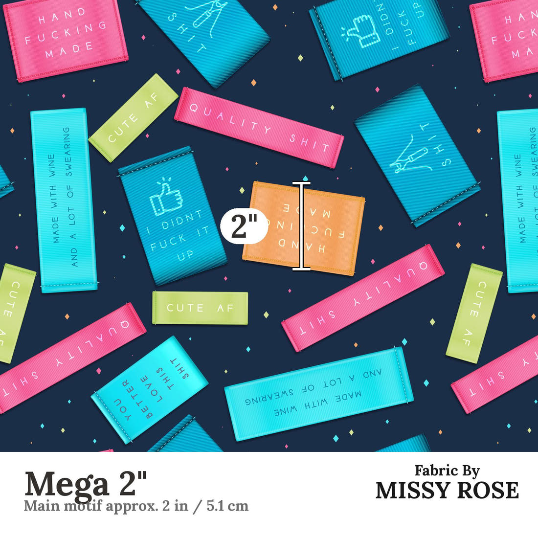 Profanity Fabric 272 Mega 2 inch print scale guide | Fabric by Missy Rose