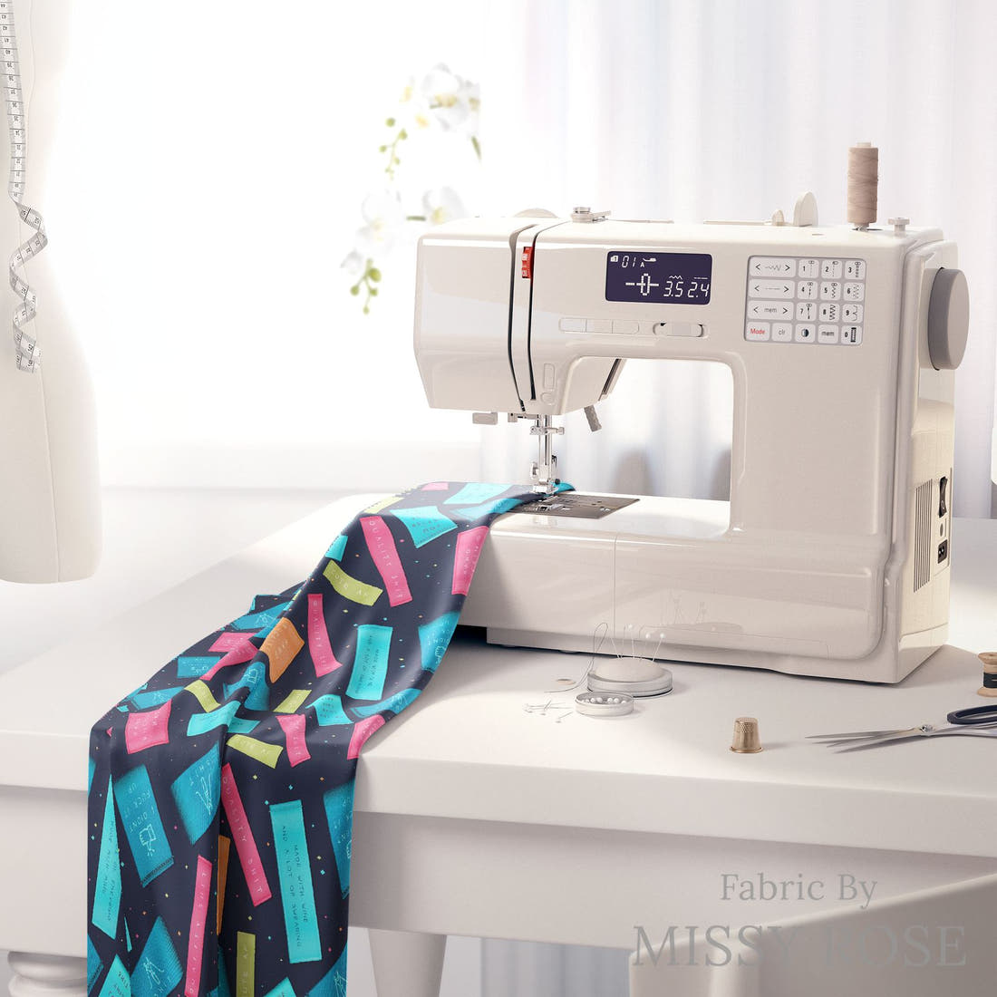 Profanity Fabric 272 on a sewing machine - premium fabric for sewing projects | Fabric by Missy Rose