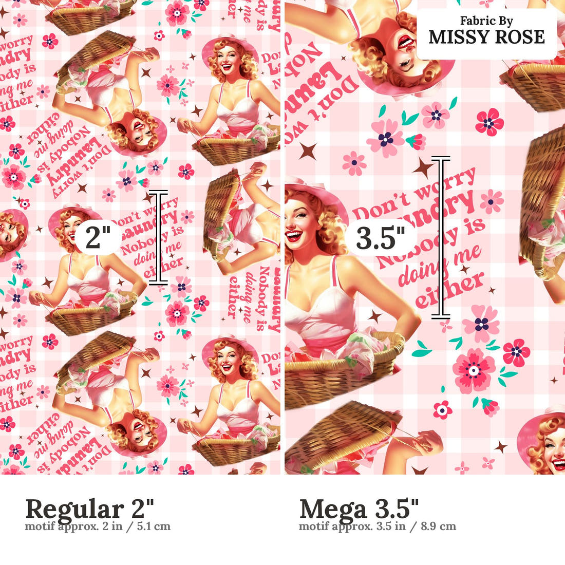 Profanity Fabric 273 Regular 2 inch vs Mega 3.5 inch print scale side by side | Fabric by Missy Rose