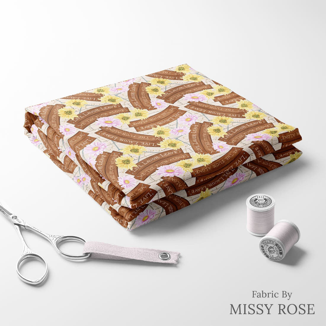 Profanity Fabric 274 folded fabric stack with matching thread - pre-order fabric Australia | Fabric by Missy Rose
