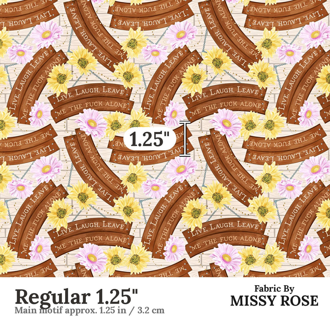 Profanity Fabric 274 Regular 1.25 inch print scale guide | Fabric by Missy Rose