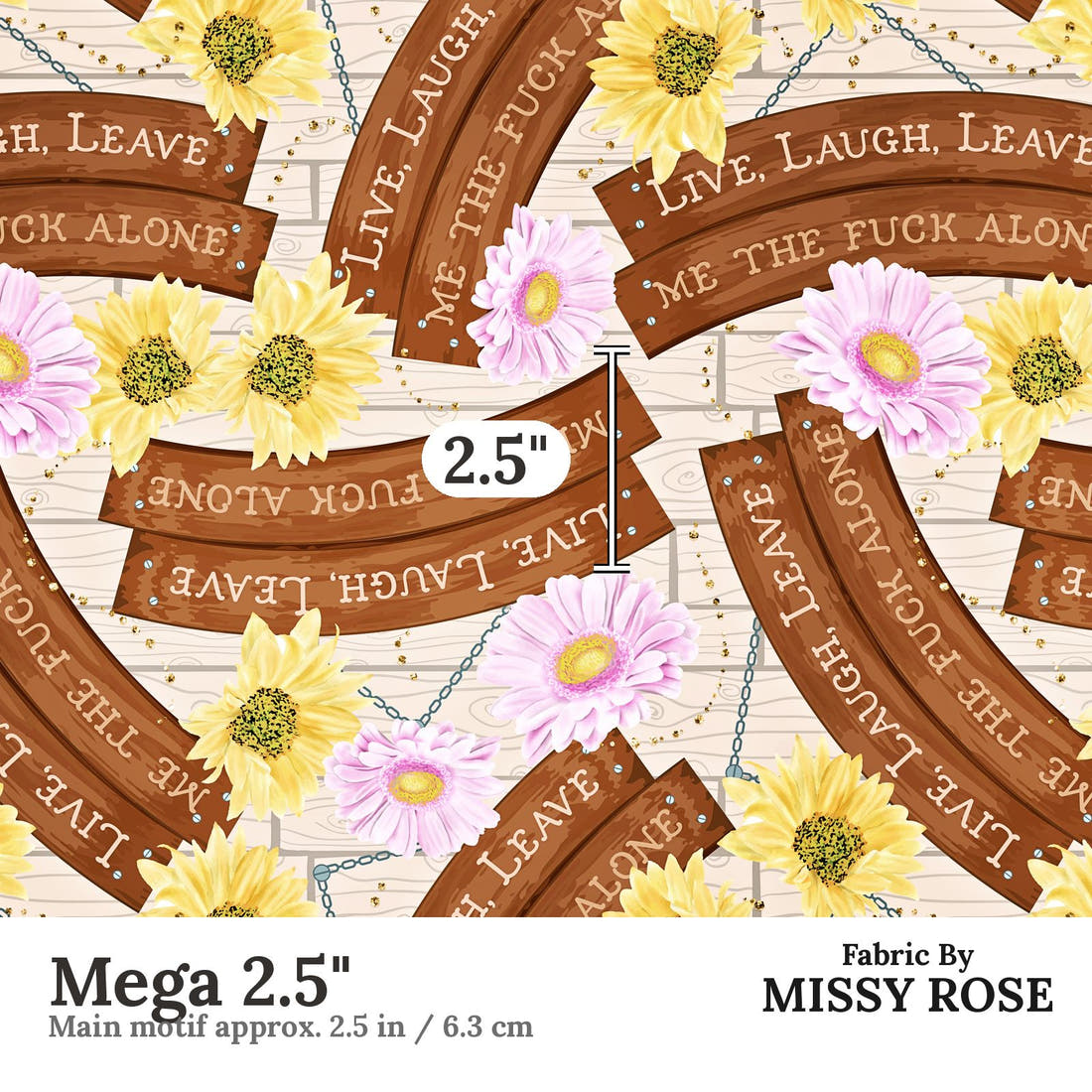 Profanity Fabric 274 Mega 2.5 inch print scale guide | Fabric by Missy Rose