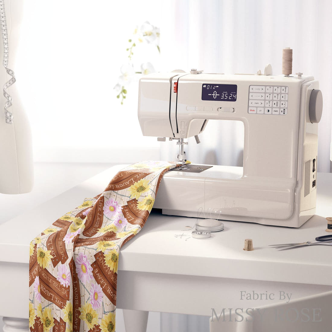 Profanity Fabric 274 on a sewing machine - premium fabric for sewing projects | Fabric by Missy Rose