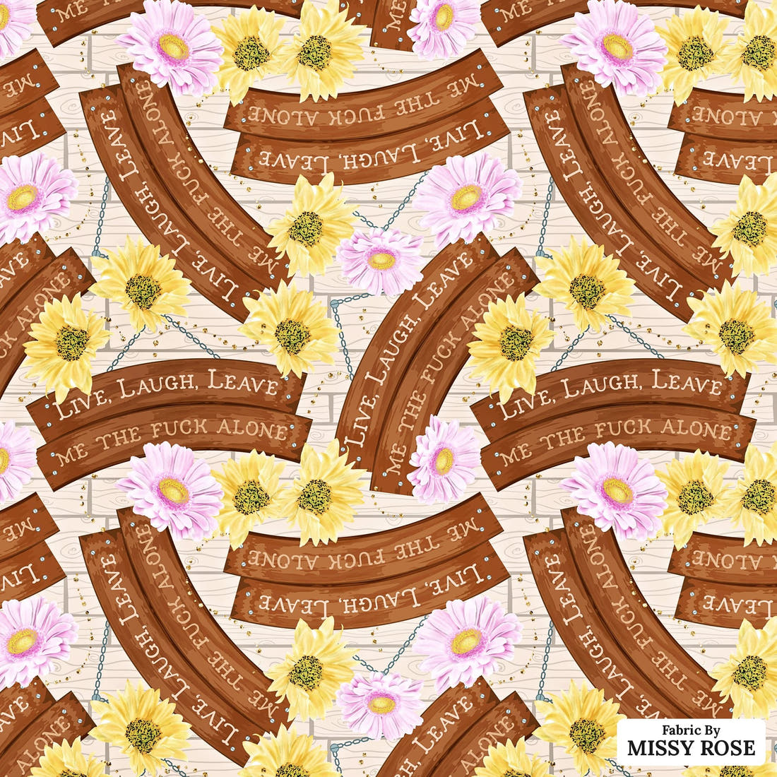 Profanity Fabric 274 - flat view of the print, zoom in for detail | Fabric by Missy Rose