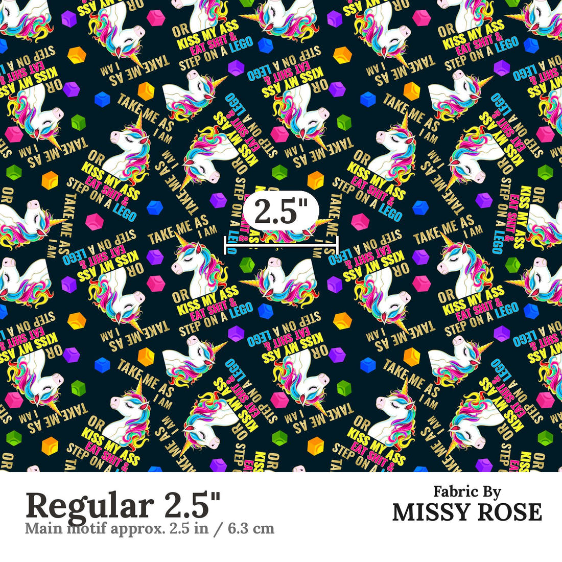 Profanity Fabric 275 Regular 2.5 inch print scale guide | Fabric by Missy Rose
