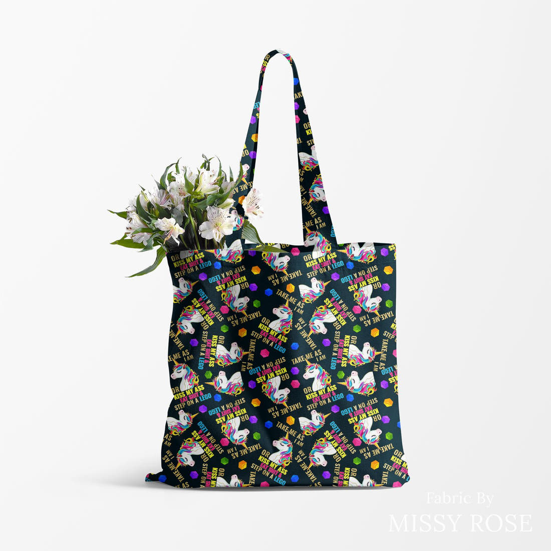 Profanity Fabric 275 made up as a tote bag - see how the print looks made up | Fabric by Missy Rose