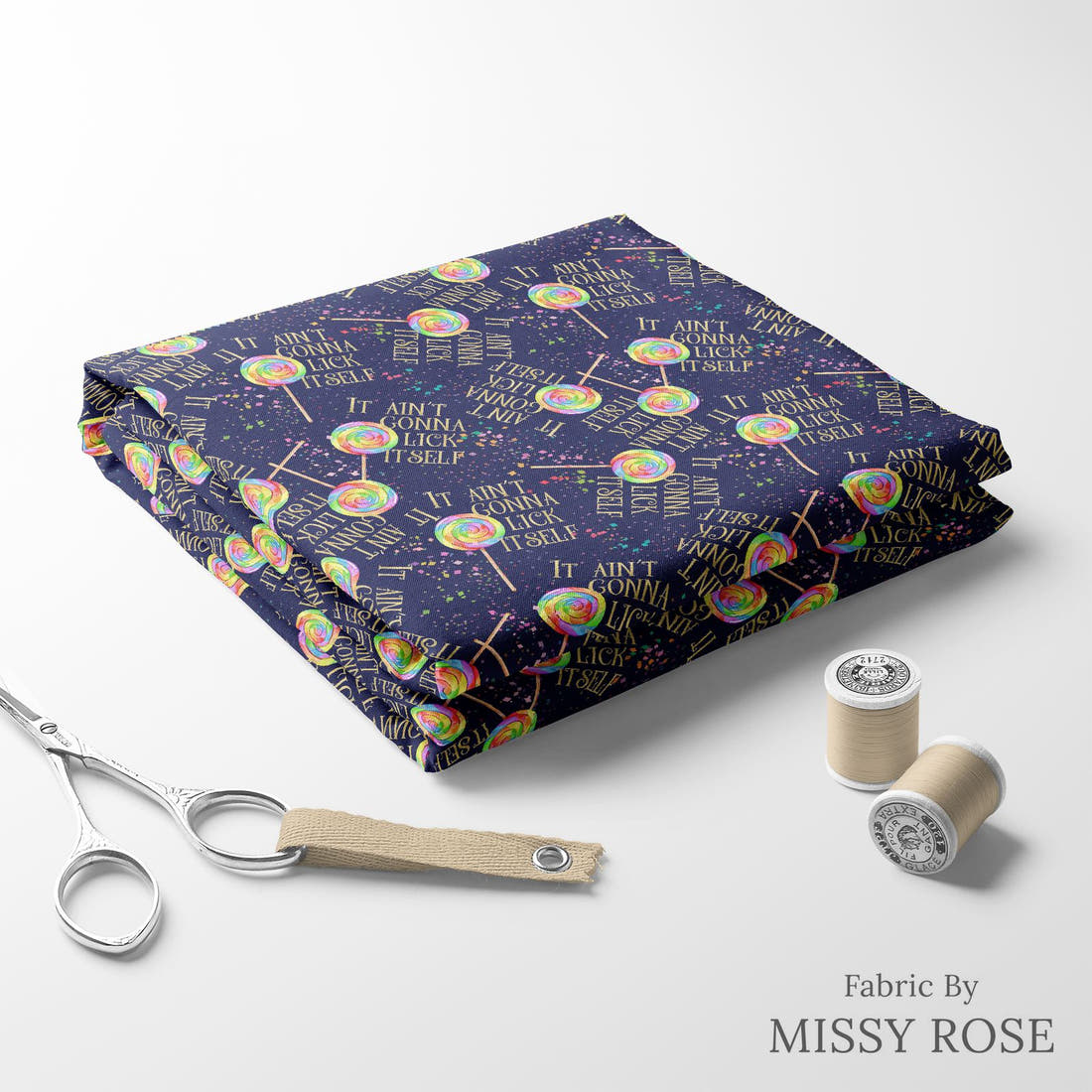 Profanity Fabric 276 folded fabric stack with matching thread - pre-order fabric Australia | Fabric by Missy Rose