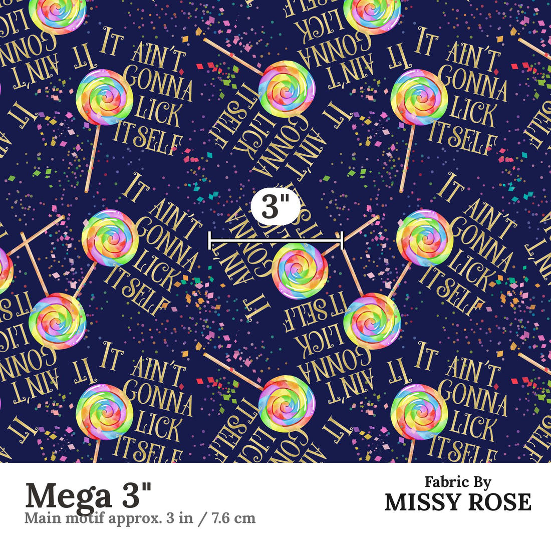 Profanity Fabric 276 Mega 3 inch print scale guide | Fabric by Missy Rose