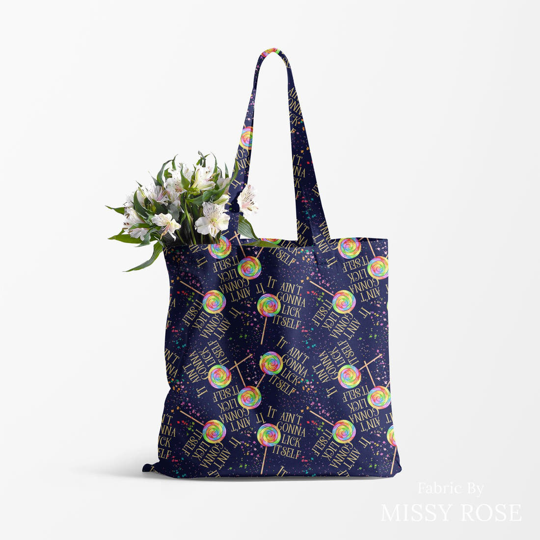 Profanity Fabric 276 made up as a tote bag - see how the print looks made up | Fabric by Missy Rose