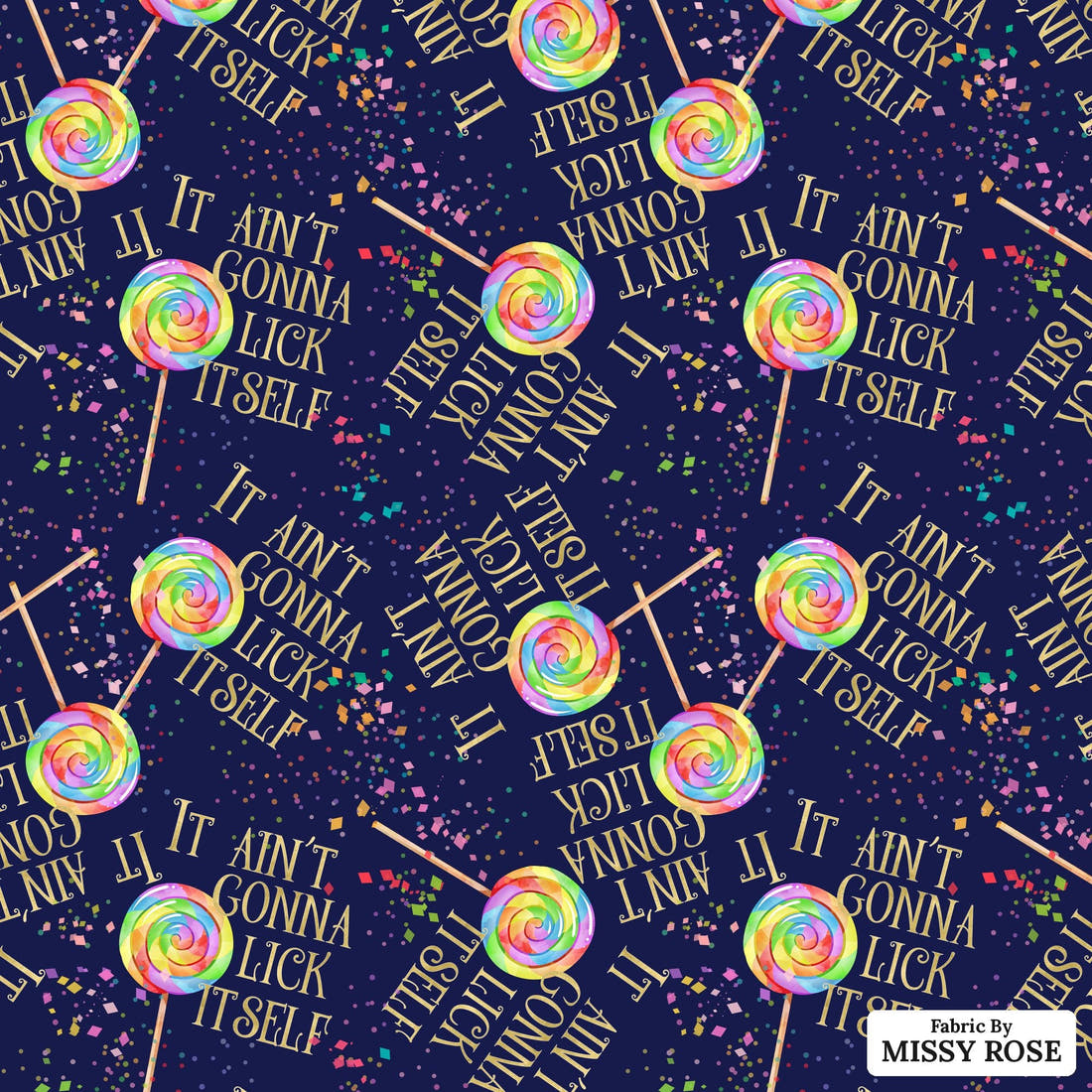 Profanity Fabric 276 - flat view of the print, zoom in for detail | Fabric by Missy Rose