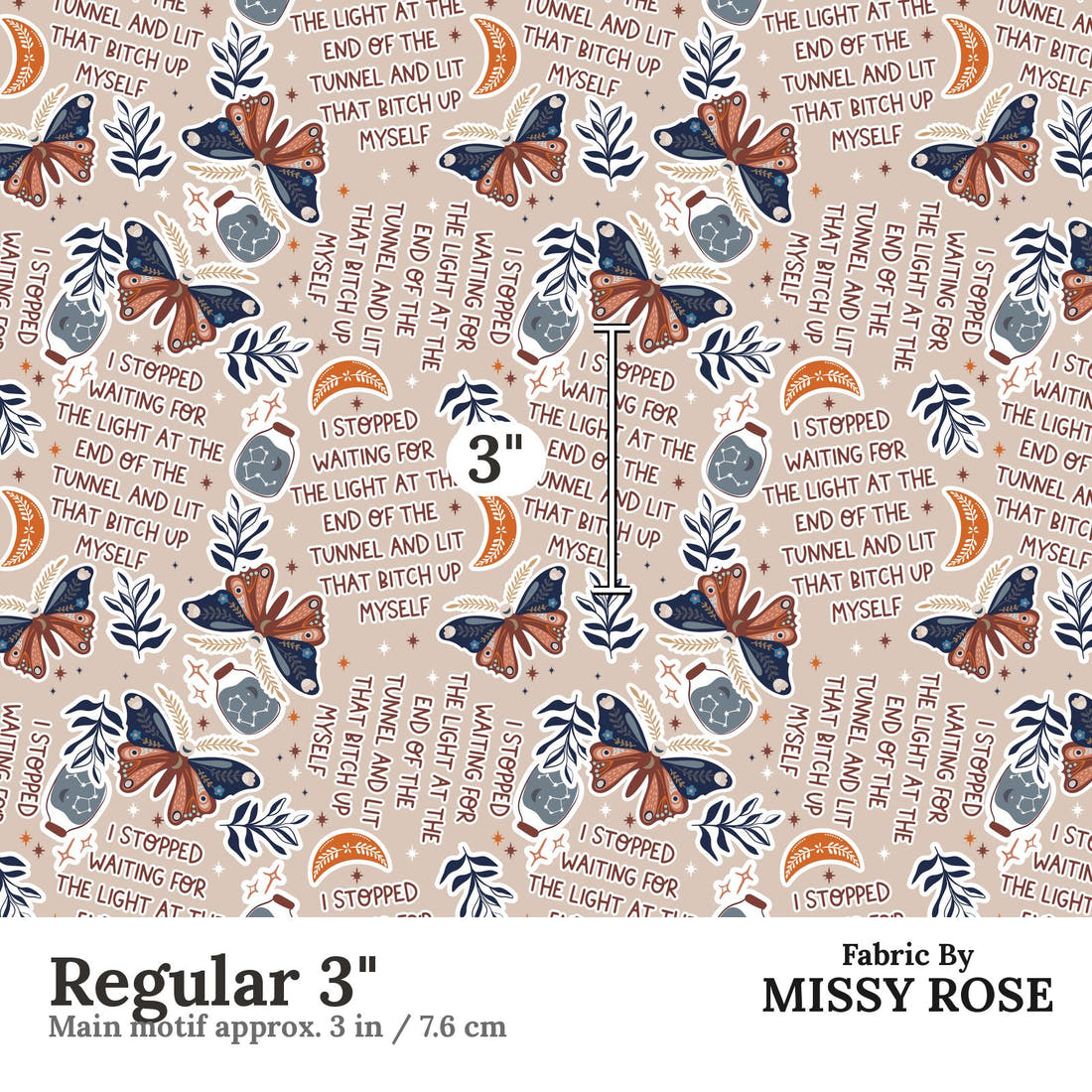Profanity Fabric 277 Regular 3 inch print scale guide | Fabric by Missy Rose