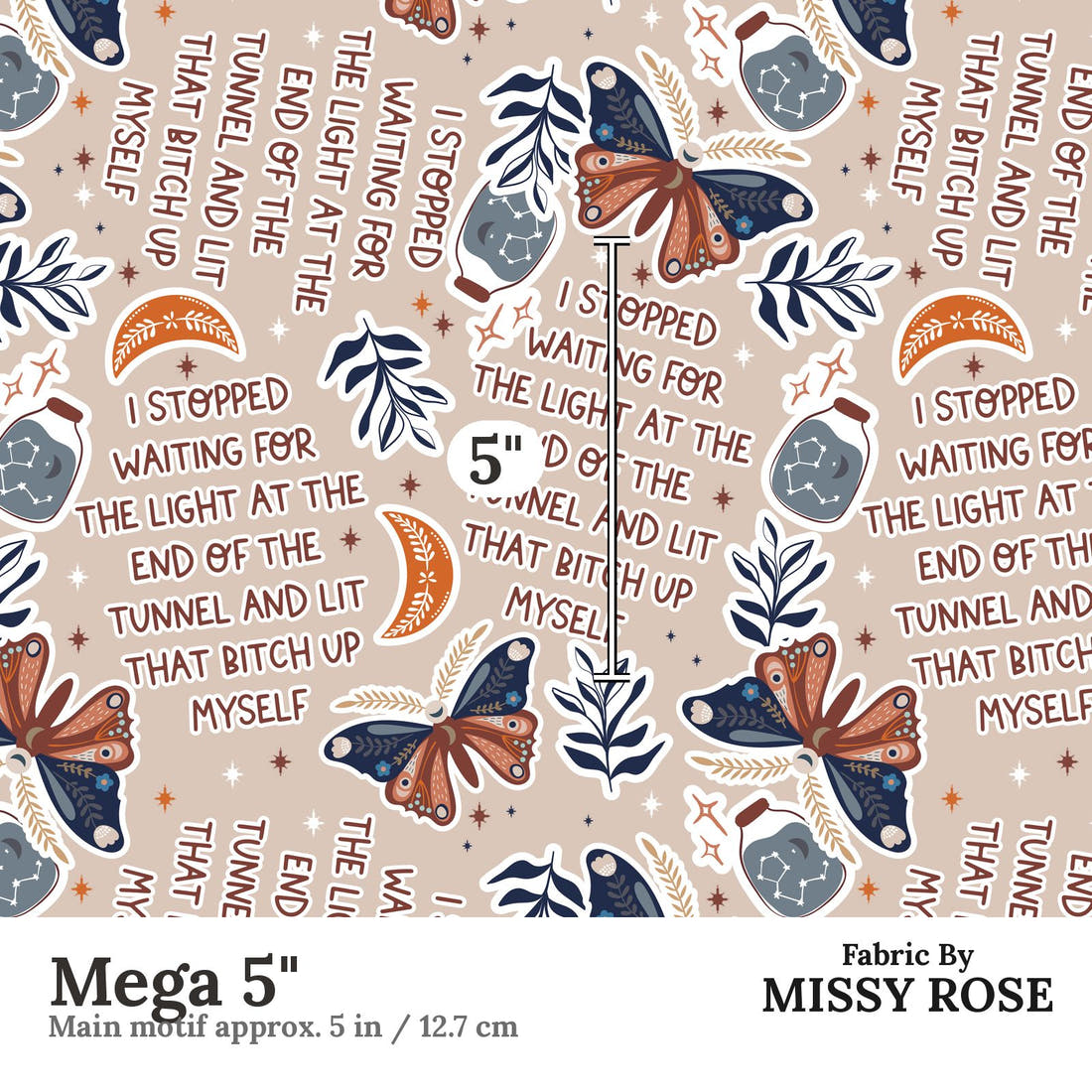 Profanity Fabric 277 Mega 5 inch print scale guide | Fabric by Missy Rose